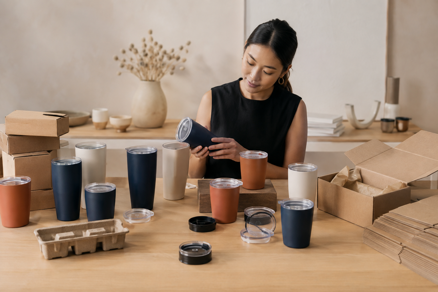 Reusable drinkware range with lid components