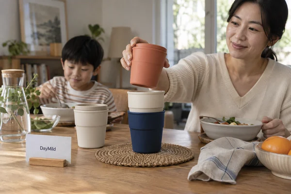 Illustrative DayMild stackable reusable cups household application sample